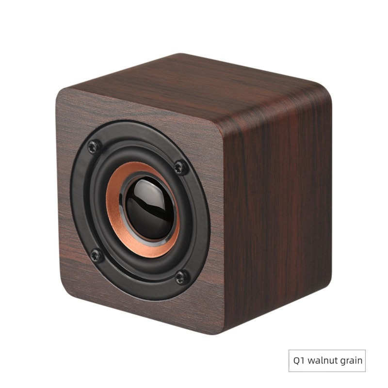Q1 Caixa de Som Bluetooth Portátil de Madeira Mini Subwoofer de Áudio Sem Fio para Celular Presente Alta Potência Volume Criativo_voghion.com