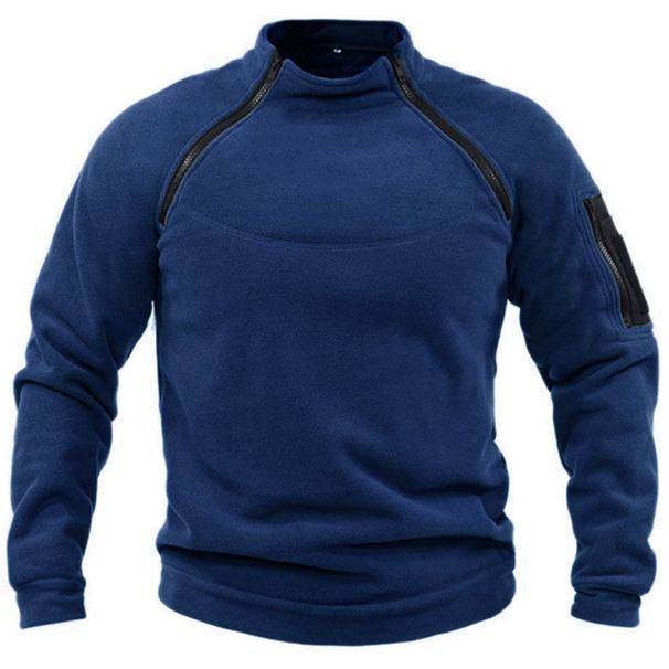 Stand Collar Sweatshirt Spring Autumn Loose Solid Color Outdoor Warm Breathable Tactical Men's Top_voghion.com