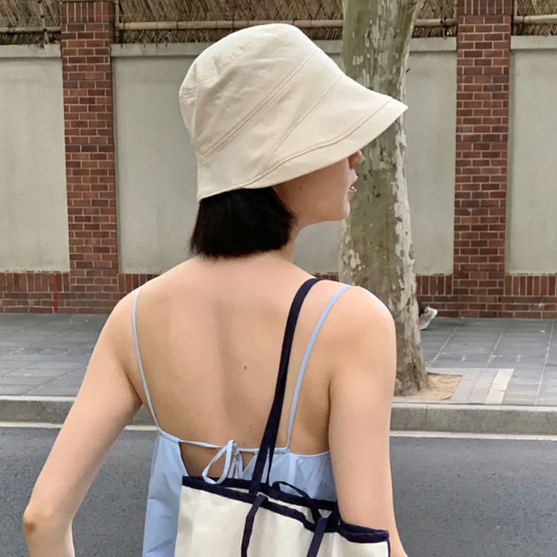 New Arrivals Solid Color Women Bucket Summer Foldable Sunscreen Panama Fisherman Female Outdoor Sun Prevent Hat Present_voghion.com