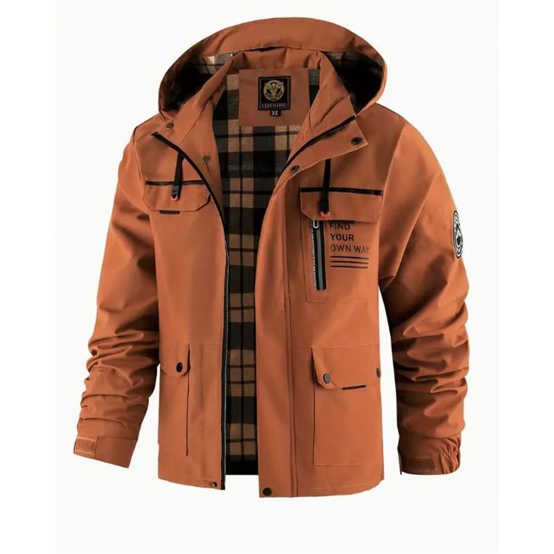 Wasserdichte Parkajacke mit Kapuze für Herren – Winddichter Outdoor-Mantel mit Fleecefutter, leichter Regenmantel zum Wandern, Camping und für den Alltag_voghion.com