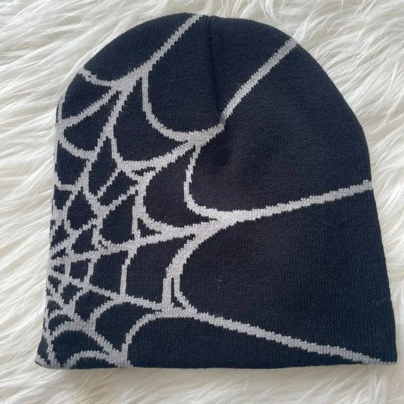 Unisex Knitted hat hat trend pullover spider web Y2K jacquard hats for men and women_voghion.com