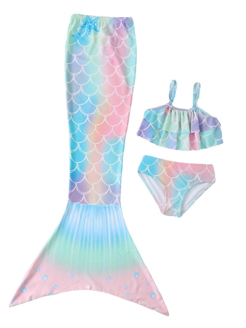 Moeder & Kinderen Meisjes Zeemeermin Badpak Zomer Nieuwe Kinderen Zeemeerminstaart Prinses Jurk Split Bikini Warme Lente Badpak_voghion.com