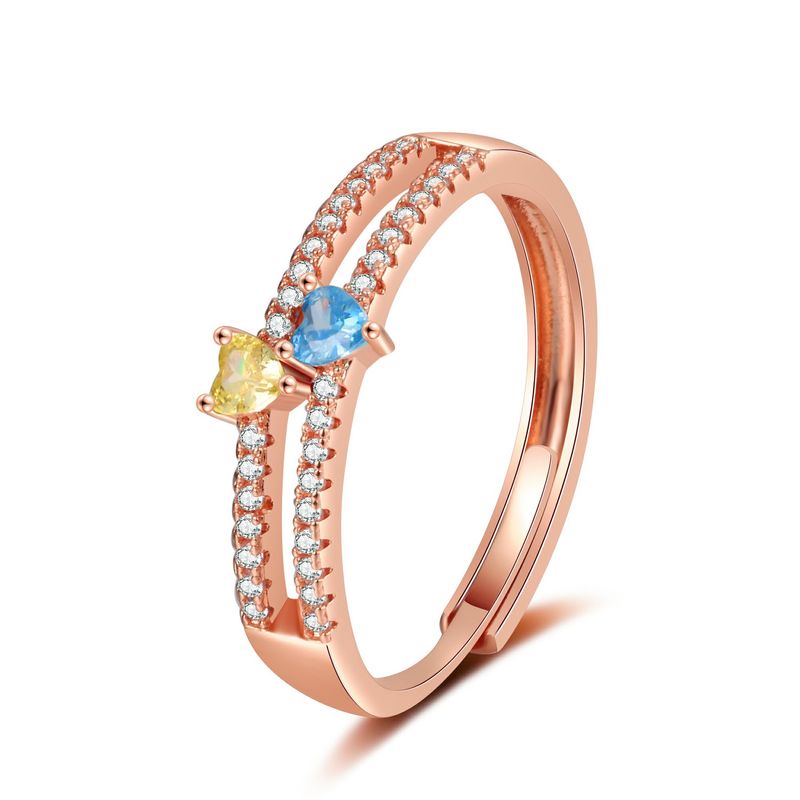 Anello d'amore a doppio strato, personalità alla moda femminile, design di nicchia a forma di cuore, gioiello versatile per la mano._voghion.com