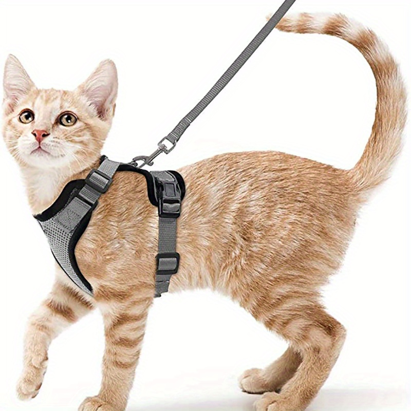 Escape-Proof Soft Adjustable Cat Harness Leash: Perfect For Walking & Exploring_voghion.com