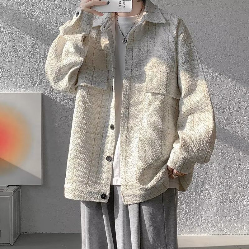 New autumn cool jacket men's spring and autumn plaid jacket ins spring jacket_voghion.com