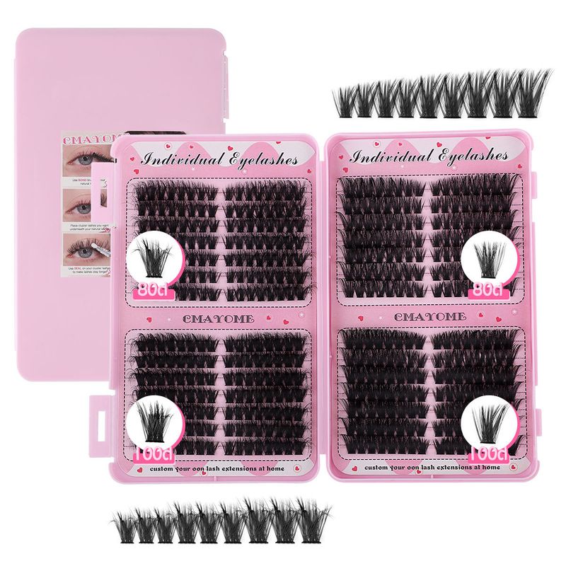 Faux cils individuels en grappe D-Curl, extension de 8 à 16 mm, kit de cils épais et naturels à faire soi-même_voghion.com