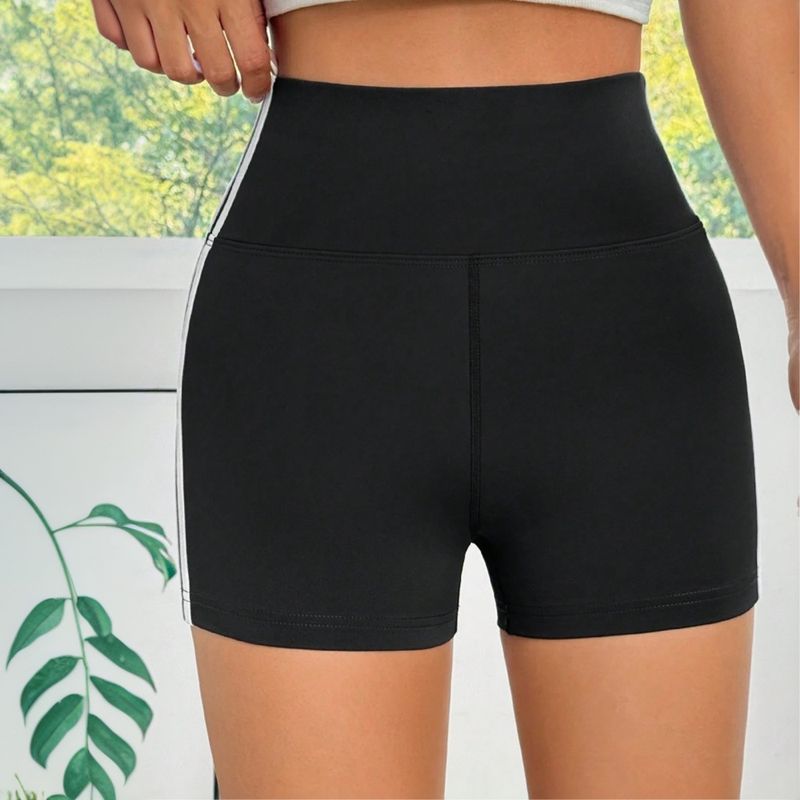 New Fashion Simple Style Sports Casual Pants Tight Color-Block Design Sense Fiess High-Waisted Shorts_voghion.com