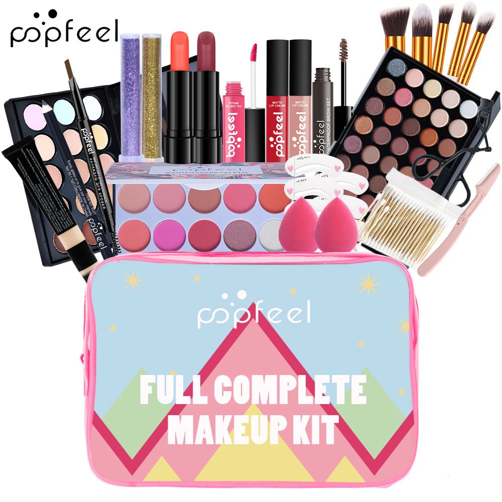 Conjuntos de maquiagem Beleza Cosméticos Conjunto completo de maquiagem Combinação Iniciante Um conjunto completo de caixas Estudante Feminino Maquiagem leve diária_voghion.com