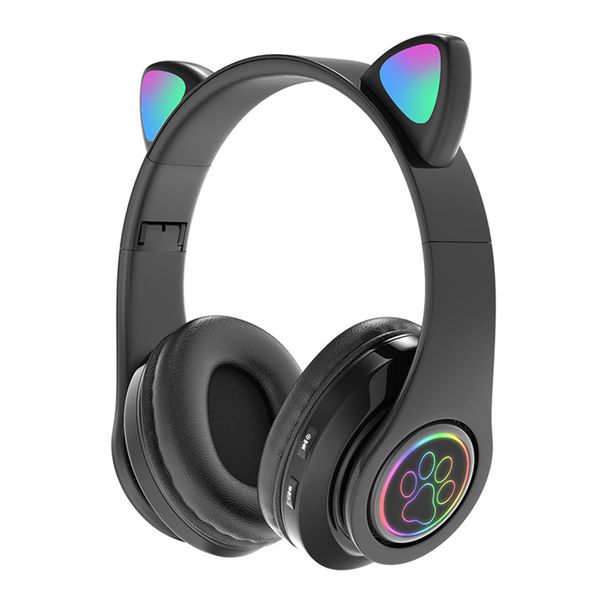 B39 Bluetooth-compatible 5.0 Headphone Luminous Cute Cat Ear Shape Wireless Headset for Mobile Phone_voghion.com
