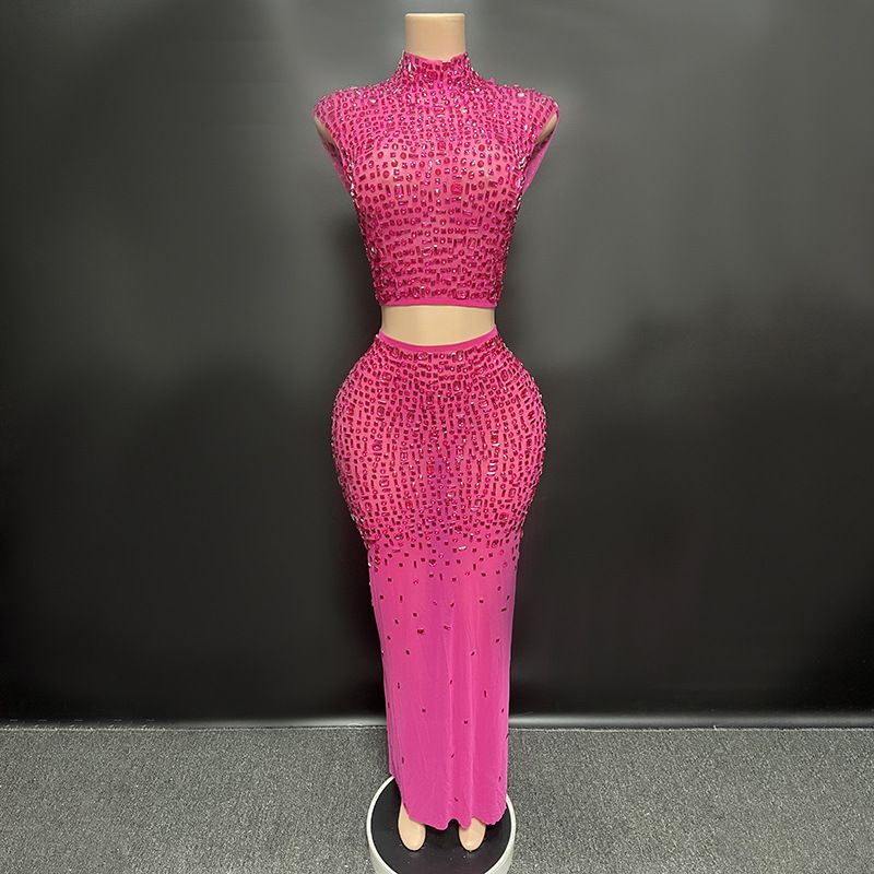 2024 Fréijoer Neit Damenkleed mat Hängenden Ausschnëtt, Perspektiv Glitter Sexy Laangt Kleed_voghion.com