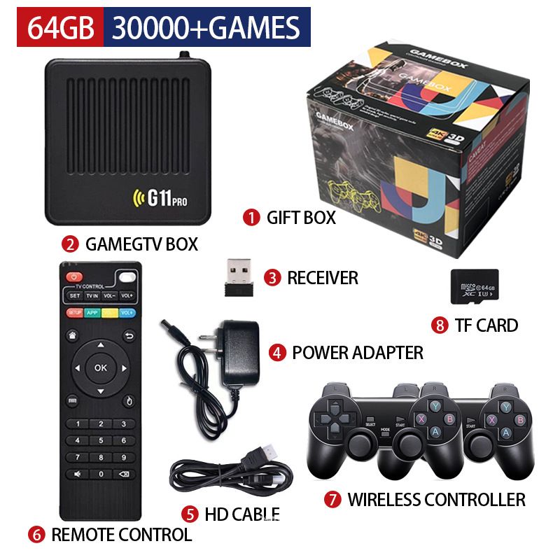 Videospielkonsolen G11PRO Heim-TV-Spielekonsole Dual-System-Set-Top-Box 4K HD Wifi Open Source Arcade_voghion.com