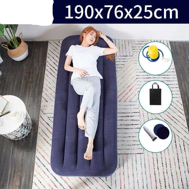 【 Colección 4217 People 】 Cama individual portátil plegable para exteriores con colchón de aire grueso, tapete de piso autoinflable,_voghion.com