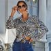 abbigliamento donna INS slim leopardato manica lunga retrò camicia in chiffon con stampa larga_voghion.com