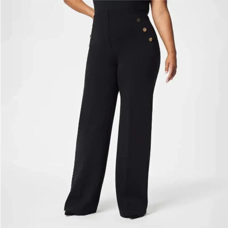 Women’s Clothing High Elastic Button Wide Leg Slim Pants Leggings_voghion.com