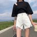 Denimshorts med høy midje for kvinner sommeren 2024 nye, løse A-linje brede ben for studenter å se slankere og allsidig ut med_voghion.com