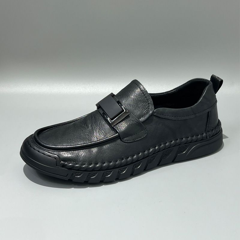 Casual für Herren Sommer Neue echte Slip-On Herren Loafer im britischen Stil mit weicher Sohle Rindsleder breite Füße kleine Lederschuhe_voghion.com