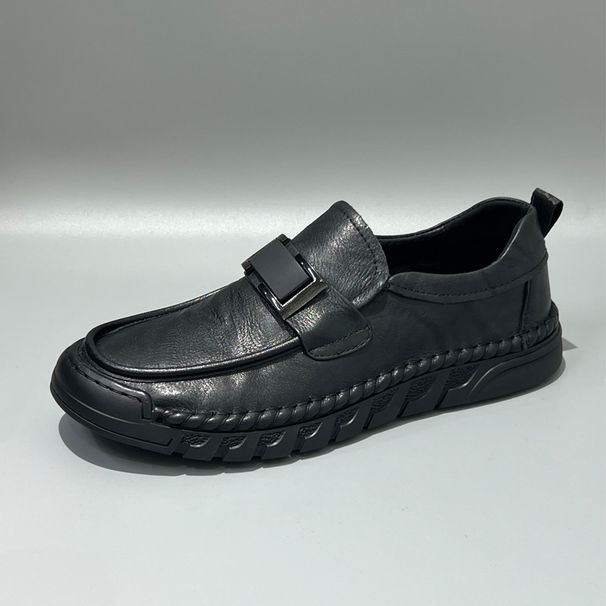 Casual für Herren Sommer Neue echte Slip-On Herren Loafer im britischen Stil mit weicher Sohle Rindsleder breite Füße kleine Lederschuhe_voghion.com