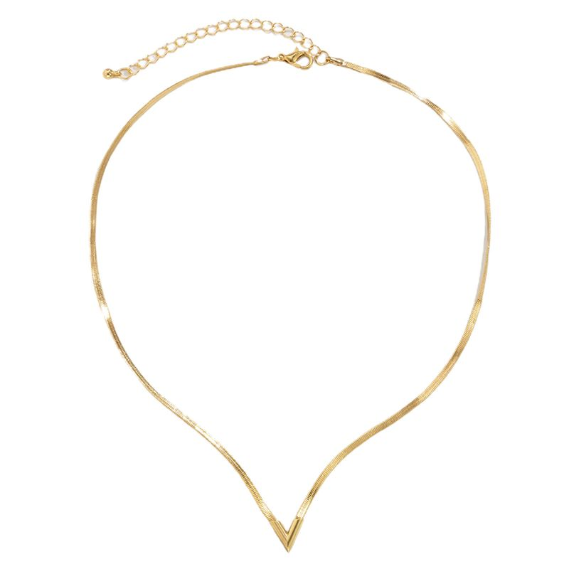 Qianbihe regolabile catena estesa oblato uomini a forma di V ciondolo collana girocollo accessori gioielli-argento_voghion.com