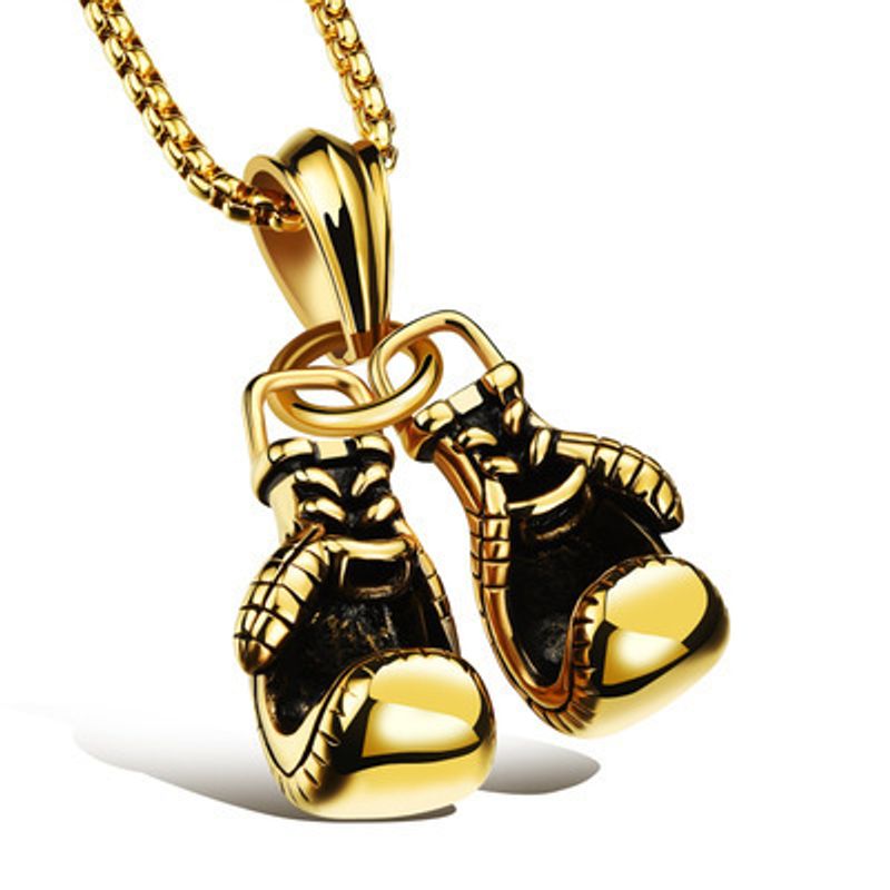 Fashion Fitness Boxing Gloves Titanium Steel Necklace Lettering Domineering Fashion Punk Pendant Accessories_voghion.com