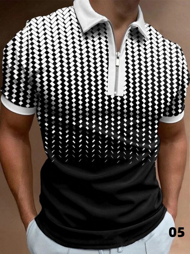 Men's Clothing Fashion Casual POLO Shirt Lapel Collage Pull On Button Business Solid Color Tops_voghion.com