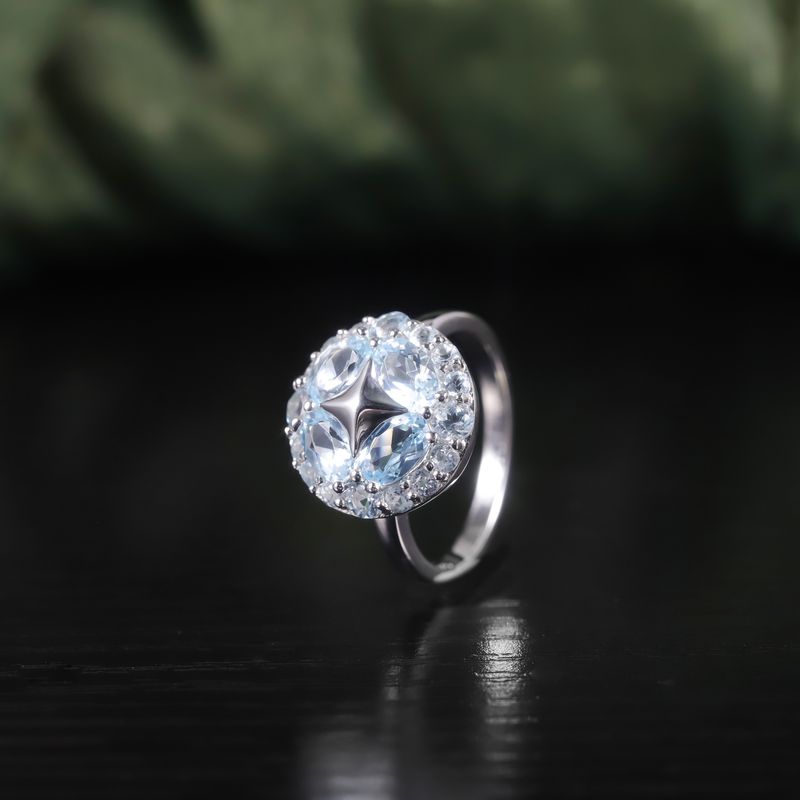 Niche Design Ring S925 Sterling Silver Gemstone Ring Natural Topaz Amethyst Ring_voghion.com