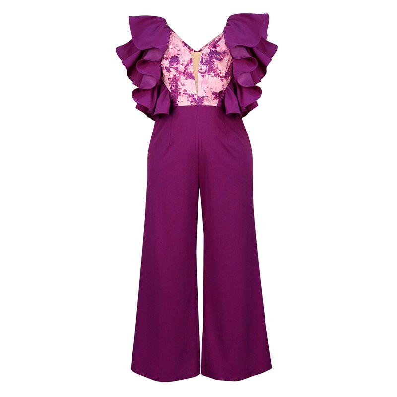 Women's Clothing Spring and Summer Low cut Backless Jumpsuit Large Size Party Style Temperament Women's Body Suit_voghion.com