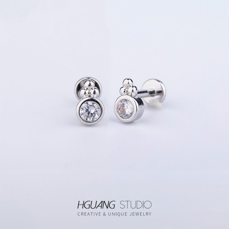 Orecchini a bottone a forma di farfalla con diamanti, per il commercio estero transfrontaliero in acciaio inossidabile con zirconia, piccoli orecchini a bottone con diamanti_voghion.com