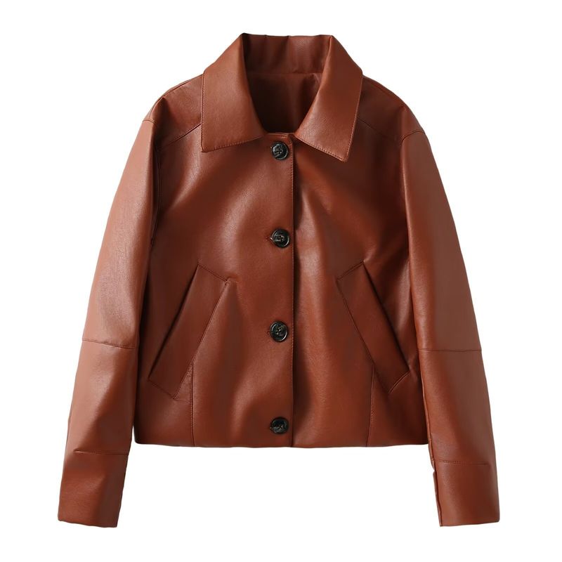 Women's clothing 2024 autumn/winter new street fashion   leather short jacket_voghion.com