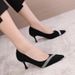 Women's High heels women's new spring and autumn rhinestone French shallow mouth suede pointed toe stiletto single shoes black with dress_voghion.com