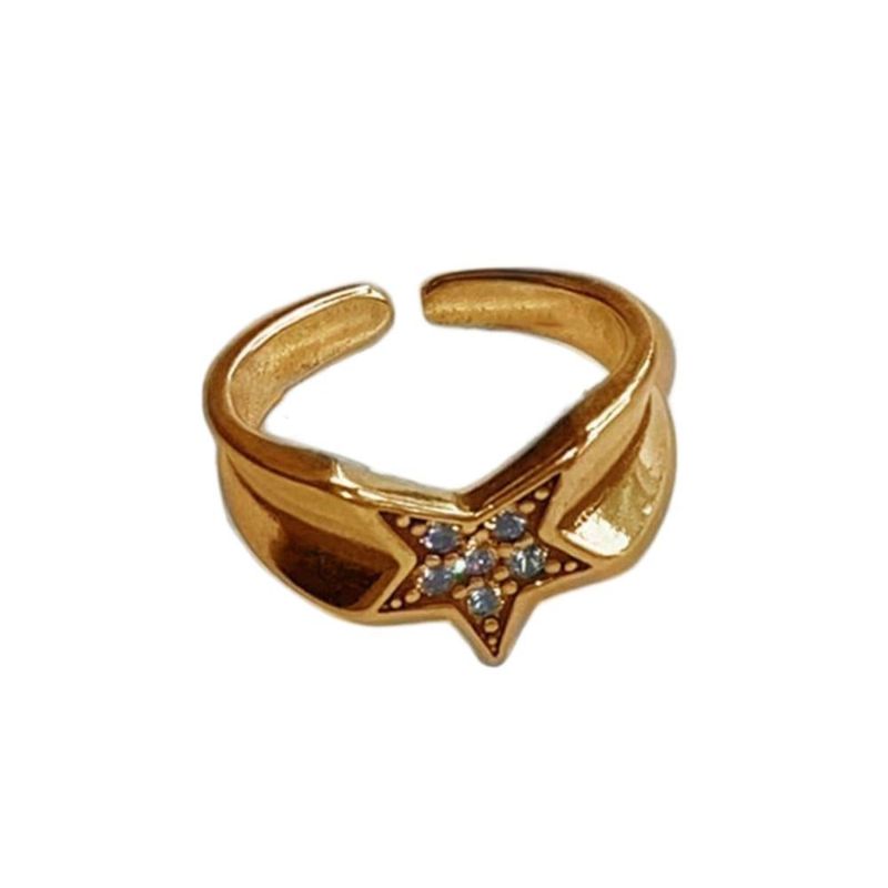 Vendite calde Vendite calde Anello asimmetrico a forma di stella in stile coreano, gioielli, accessori, chiusura a pollice geometrica K-Pop, design non standard in lega Y2K_voghion.com