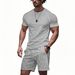 Men's Summer Loose Casual Sports Simple Quick-Dry Raglan Short Sleeve Shorts 2-Piece Set_voghion.com