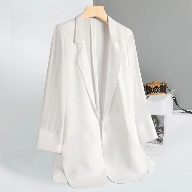 Women's Clothing Thin Suit Jacket For Women New Summer Chiffon Loose Slim Drape Ladies Small Suit Top_voghion.com