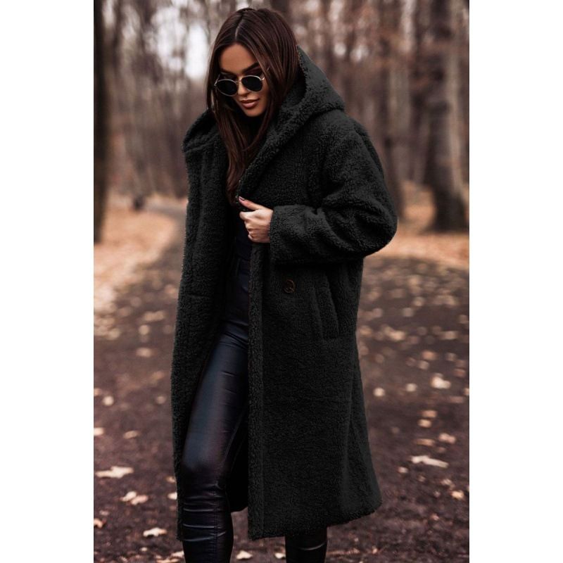 Women's Clothing autumn and winter fashion long solid color long sleeved woolen coat_voghion.com
