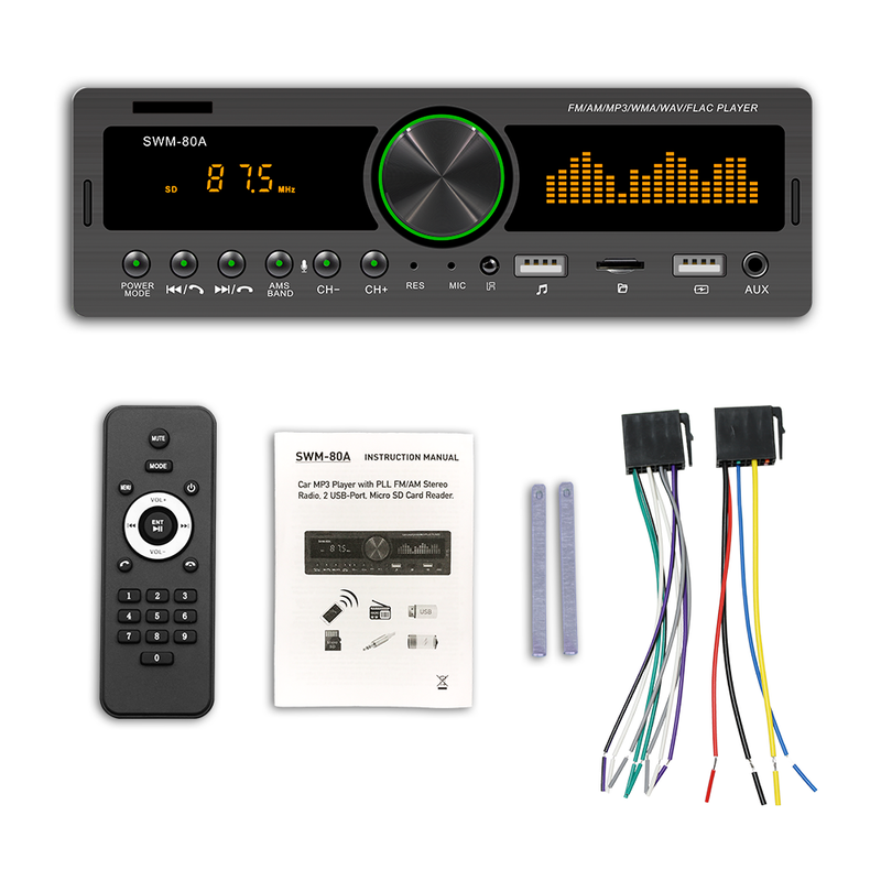 SWM-80A Bluetooth-Autoradio Autoradio FM Aux-Eingang Empfänger SD USB 12V In-Dash 1 Din Auto MP3 Multimedia-Player_voghion.com