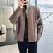 Men's Knit Cardigan Sweater With Cable Pattern And Button Front - Premium Lightweight Business Casual Pullover For Fall & Winter_voghion.com