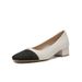 Sheepskin Color Block Two Height Chunky Single Spring Autumn 2025 Elegant Mid Heel Shoes Frch Style High Heels For_voghion.com