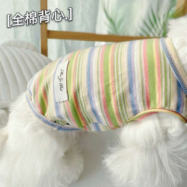 Gestreifte Haustierkleidung Weste Teddy Kleine Hund Katze Bichon Pommerschen Sommer Herbst_voghion.com