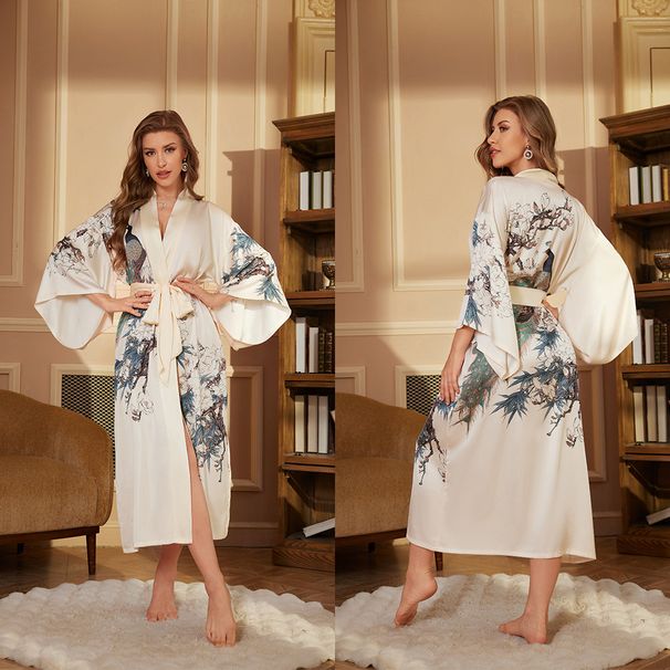 Îmbrăcăminte pentru femei, primăvară și toamnă, halate de baie cu mâneci lungi, halate de baie, colecție de cămașe de noapte din satin de înaltă calitate pentru femei_voghion.com