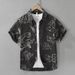Trendy Printed Short Sleeved Shirt For Men, Fashionable And Versatile, Artistic And Casual Loose Top_voghion.com