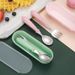 Cartoon 304 Stainless Steel Children's Box Three-piece Set Tableware Mother And Baby Gift Spoon Fork Round Handle_voghion.com