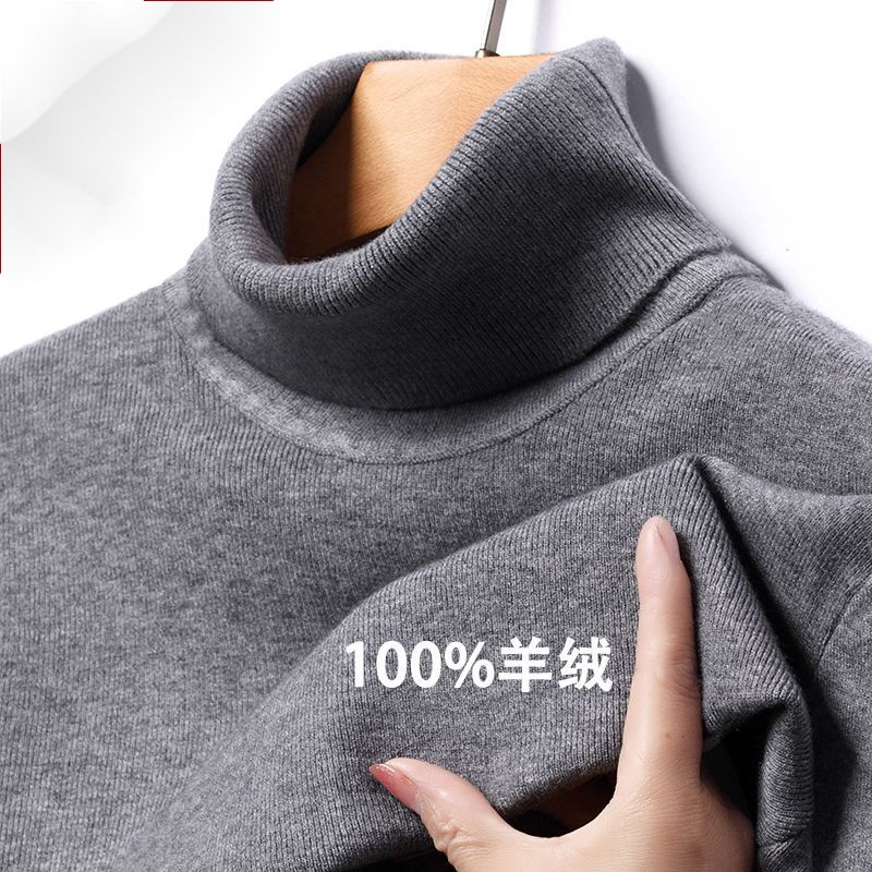 Pullover aus 100 % Kaschmir für Herren mittleren Alters, verdickter Stehkragenpullover, einfarbige Strickwaren, großer Winterpullover_voghion.com