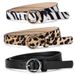 Fashionable Versatile With Leopard Print And Snake Pattern Wo's Circular Alloy Japanese Buckle Decorative Belt For_voghion.com