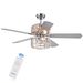 Perris 52-Inch 5-Blade Chrome Lighted Ceiling Fan with 2-Tier Crystal Shade Optional Remote (2 Color Option Blades)_voghion.com
