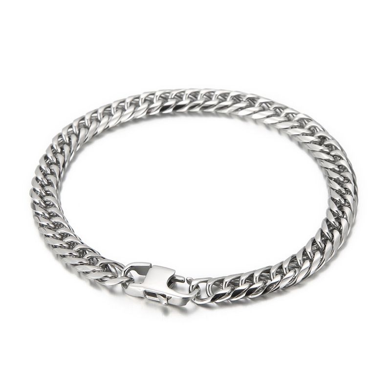 Bracciale unisex in acciaio al titanio con maglie cubane in oro, stile punk hip-hop creativo_voghion.com