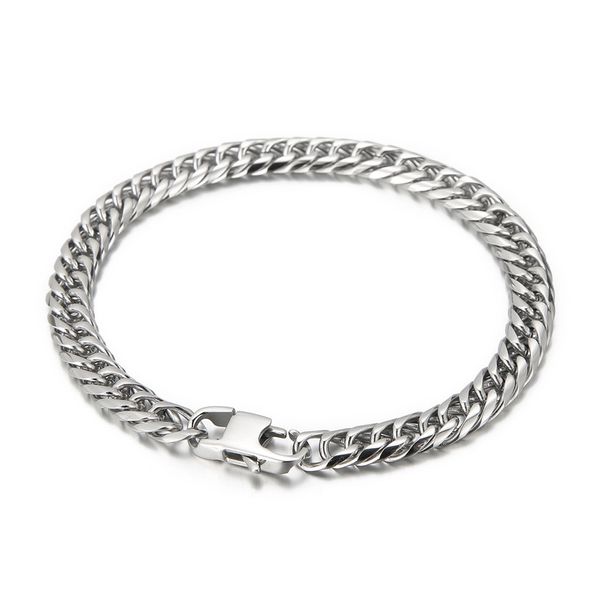 Bracciale unisex in acciaio al titanio con maglie cubane in oro, stile punk hip-hop creativo_voghion.com