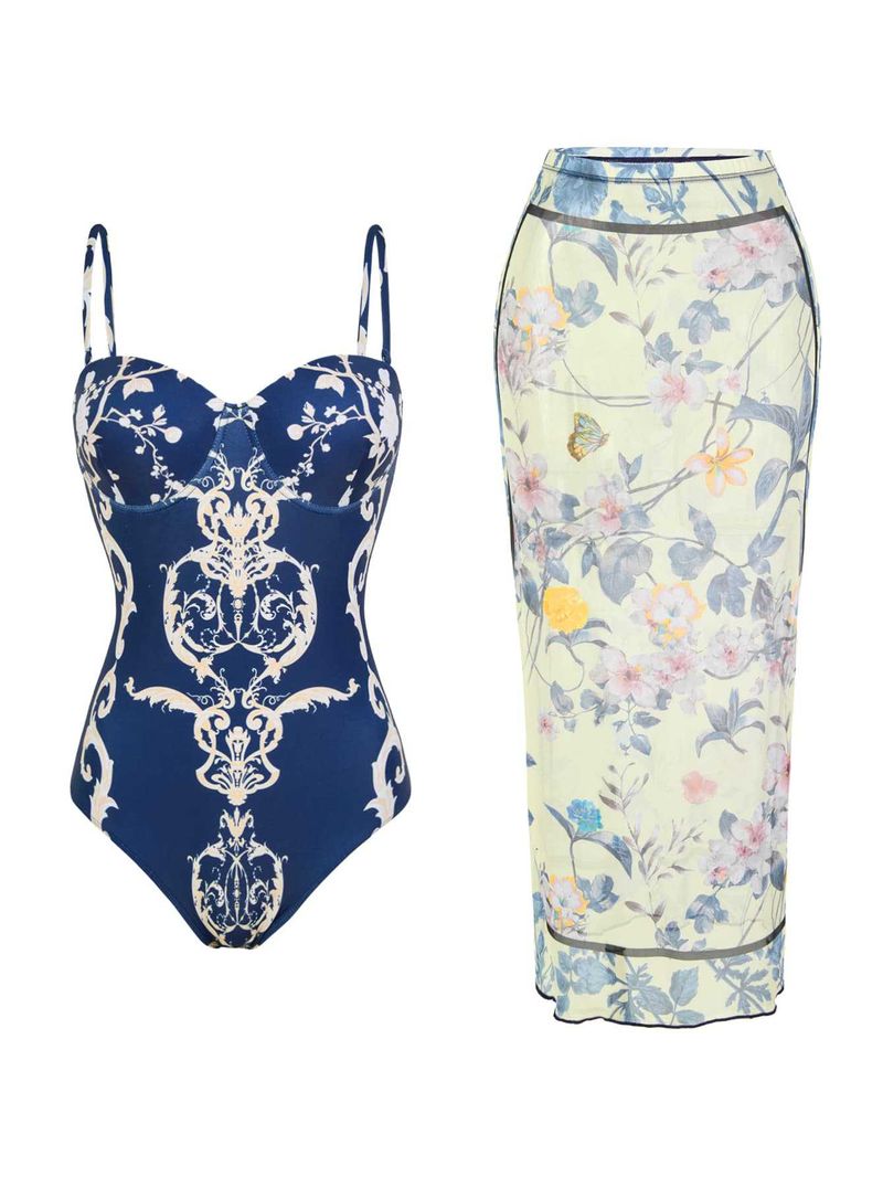 Damenbekleidung Damen Badeanzug Schlank Retro Retro Wickelrock Einteiliger Badeanzug Heiße Bademode_voghion.com