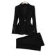 Ensemble tailleur en laine premium pour femme – Blazer et pantalon élégants pour le bureau et les occasions formelles (Kaki/Noir/Rouge, S-4XL)_voghion.com