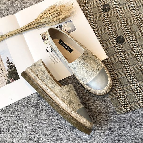 Cena/výkon Klasické ploché jednodílné jarní a podzimní nové ležérní rybářské boty s tkaným konopným lanem a trávou, dámské, silná podrážka_voghion.com