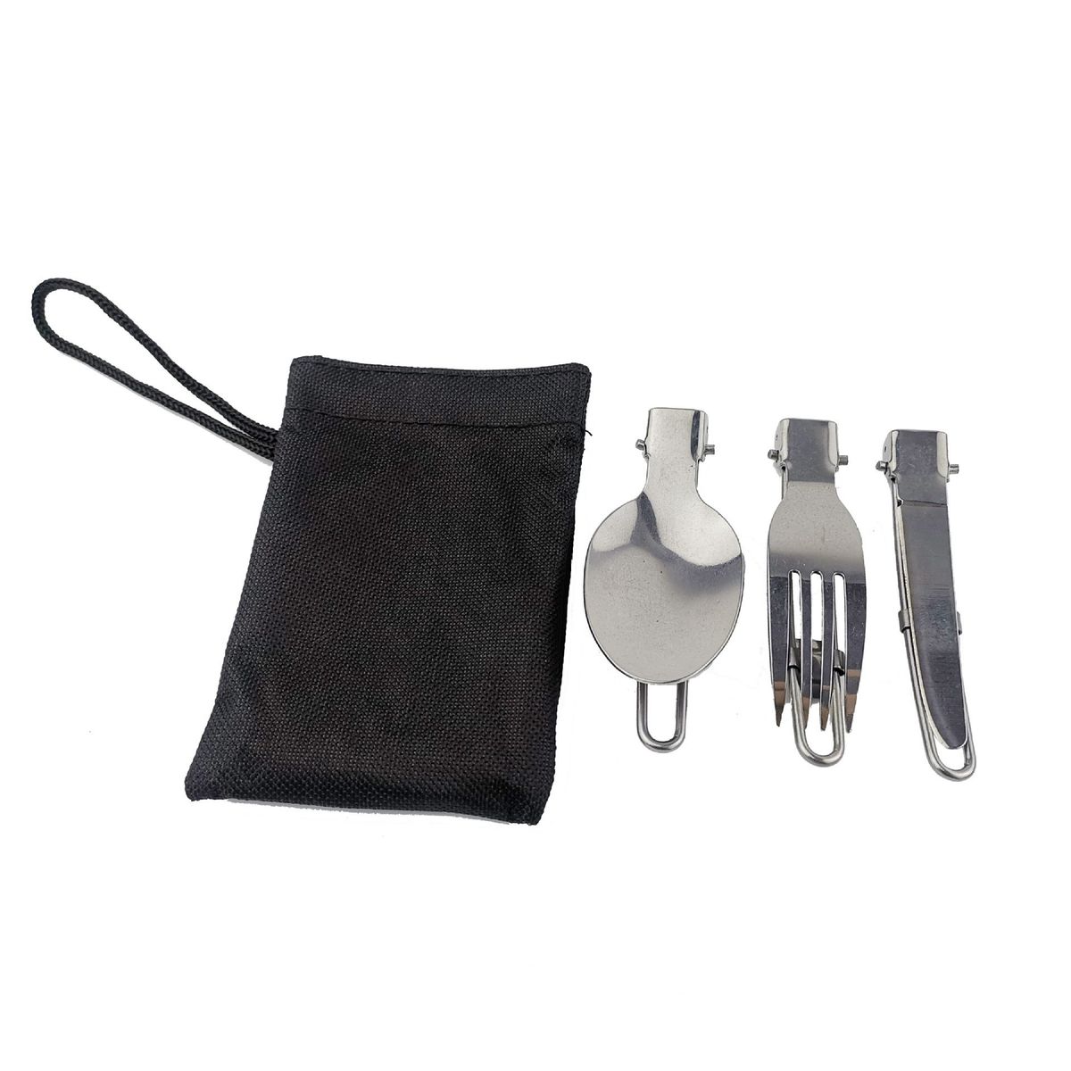 Ensemble de couverts de voyage en acier inoxydable de haute qualité pour camping, pique-nique, portable, pliable, couteau, fourchette, cuillère, trois pièces_voghion.com