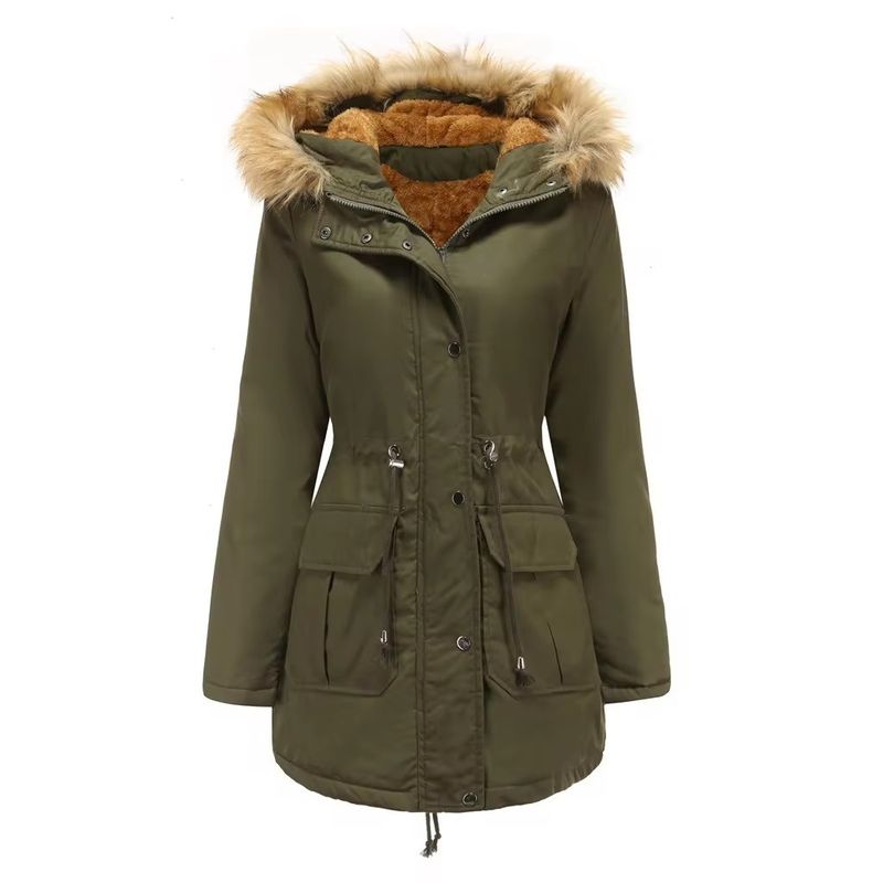 Damenbekleidung Neue Größe plus Samt Baumwollmantel mit Kapuze Pelzkragen Winter warmer Mantel große Größe Damen Baumwolljacke wish_voghion.com
